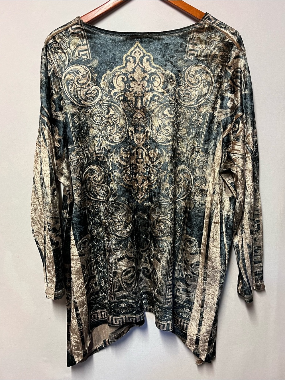 Catherines 1X Y2K Velvet Baroque Tunic Top Rhinestone Whimsigoth Dark Boho 18 20 - Picture 9 of 11